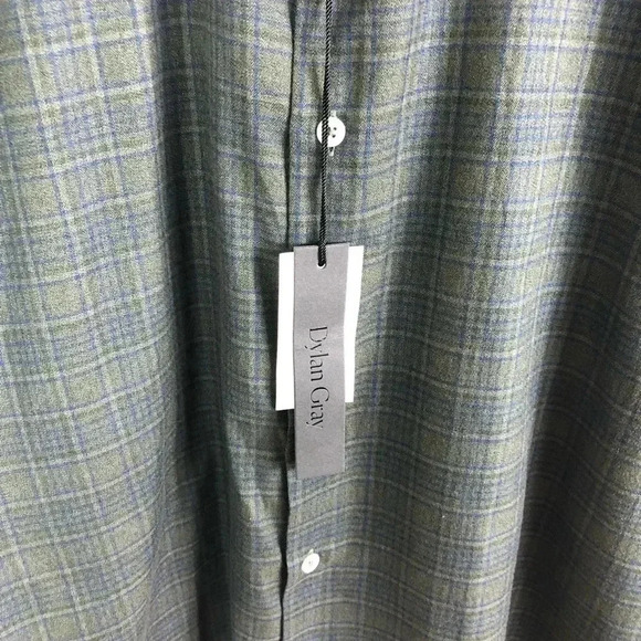 NEW Dylan Gray Men’s Size M Olive Green Plaid Button Up Shirt Soft Cotton - Picture 6 of 8